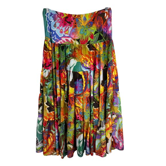 Lauren Ralph Lauren Floral Print Tiered Maxi Skirt M Lined - Picture 2 of 16